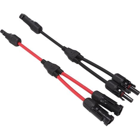 MC4 Y-stik 1 til 2, 1000V 30A IP67, Vandtæt Rødt/Sort PV-kabel til solcellepaneler, pakke med 2