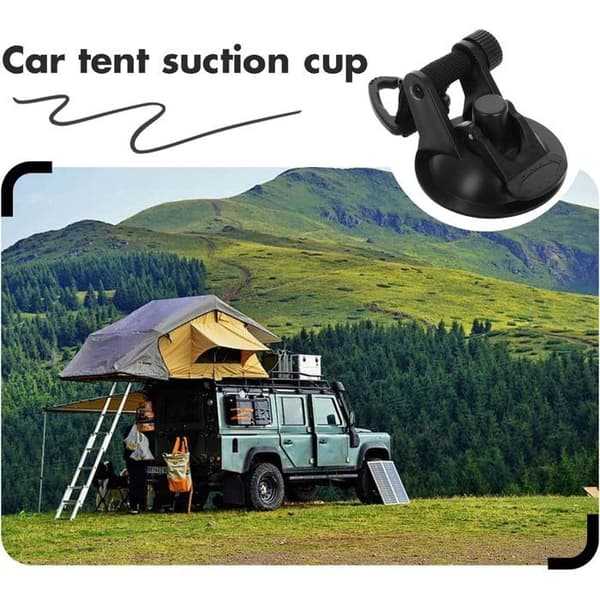 Set med 4 robusta och multifunktionella sugkoppskrokar. Perfekt för bilar, markiser, båtar och camping. Presenningsaccessoar