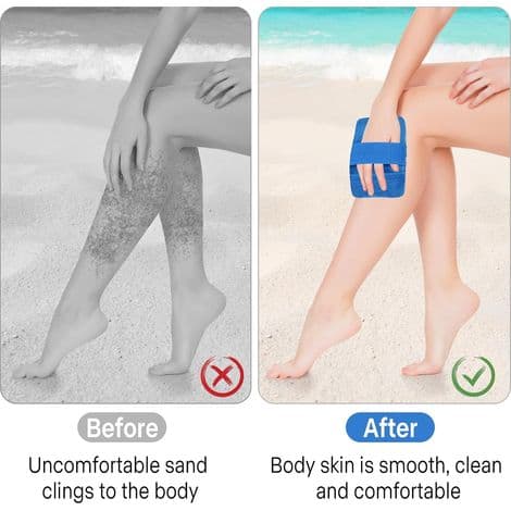 Strandsandfjerner, 2-delt genanvendeligt strandsandfjernersæt, sandaftørringshandske, sandfjernelsesbørste, strandudstyr