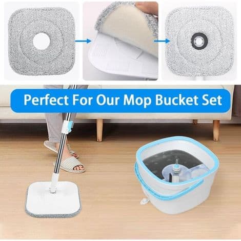 Sett med 3 erstatningsmopphoder i mikrofiber, firkantede moppputer, absorberende, maskinvaskbare, våt- og tørrbruk for mopper