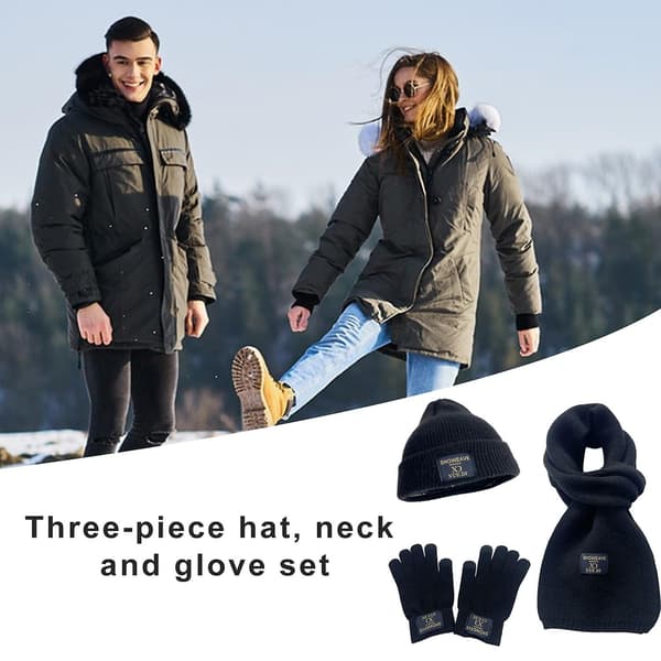 Vinterlue Hatt Skjerf Hansker Sett Solid Tykk Varm Elastisk Vindtett Utendørs Strikket Hatt Halsfarge: Rosa