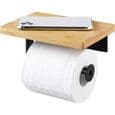 Toiletpapirholder - Bambushylde - Rustfrit Stål - Sort - Selvklæbende
