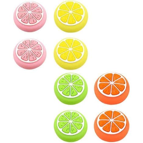 Set med 8 citronformade analoga joystickgrepp i silikon