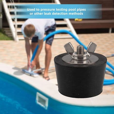 Et-delt sort vinterprop til pool, vinter swimmingpool rør frostvæskeprop, rustfri stålprop, 25 mm gummi vinterprop, egnet til pool afløbshul