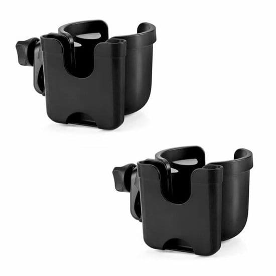 Kopholder til klapvogn med telefonholder, cykelkopholder, universal kopholder - sort - 2 stk.