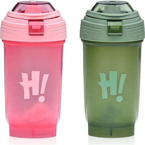 2 proteiinisekoitinpullon setti, 500 ml, harjoitteluun, BPA-vapaa, tiivis, vesipullo, pinkki ja vihreä