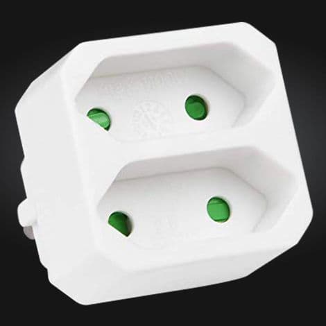 Europeisk Pluggadapter - 2 Uttak - Barnesikker - Hvit - 1 Stykke