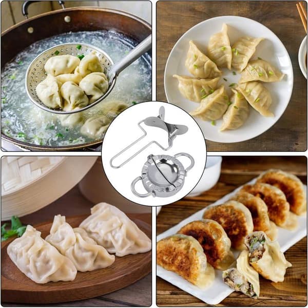 Dumplingkutter i rustfritt stål, deigkutter, dumplingmaskin, deigpresse, kjøkkenredskaper for manuell spindel