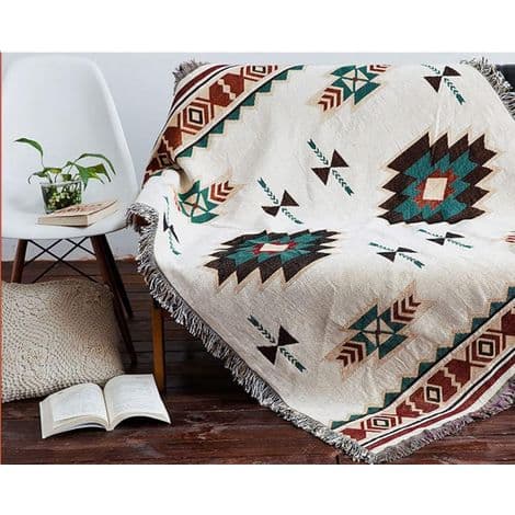 Geometrisk stammemønster bohemsk teppepute med dusk til sofa/seng/utendørs bruk 90x210cm Ett stykke