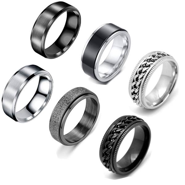 Ringe Rustfrit Stål 6-pak MultiFarve 20 mm