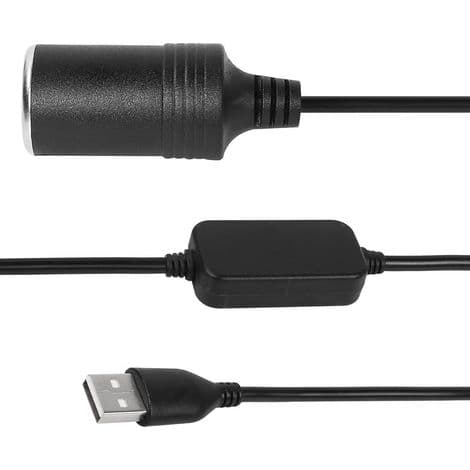 USB A han til 12V hun cigarettænder adapterkabel til dashcam, elektronisk hund