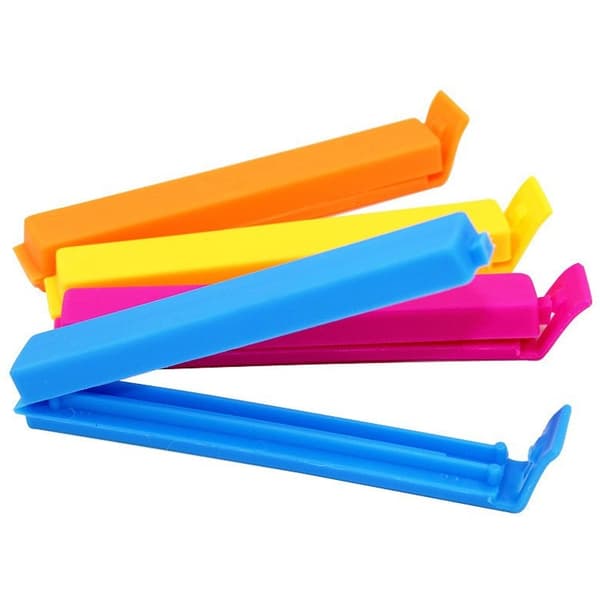 Pakke med 10 plastik snackforseglingsclips – slikfarvede clips til forsegling af snack- og madposer
