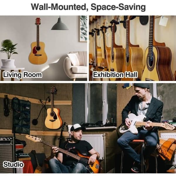 Guitar Vægbeslag - Sort - 3 stk. - Kulstofstål - Skridsikker - Multifunktionel