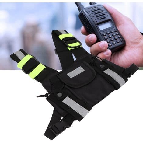 Baofeng reflekterande grön radiobröstväska för walkie-talkie, främre seleficka.