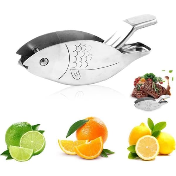 Manuel citruspresser - Rustfrit stål - Fiskedesign - Rustfrit stål - Kompakt - Ergonomisk