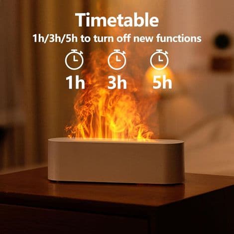 Ulisem – Æterisk Olie Diffuser med Flammeeffekt – 7 LED-farver – Luftfugter med Timer og Automatisk Slukning – Til Små Rum