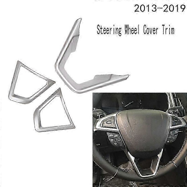 Applicera 3 ST Silver Rattkåpa Trim Rattknapp Ram för Mondeo 2013-2019