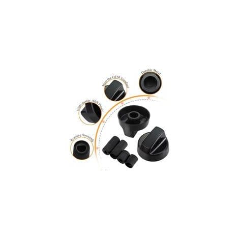 Sæt med 4 udskiftningsknapper til gaskomfurer, 6mm/8mm indvendig diameter, reservedele til ovne og komfurer - Sort
