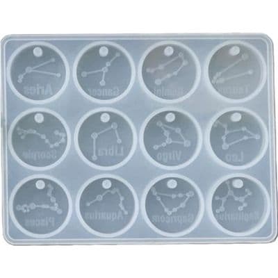 Silikoneform - CD6153 - 12 Stjernetegn - Dimensioner 11.4x8.7cm - Værktøj til smykkefremstilling