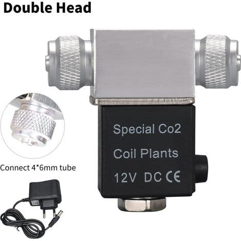 Magnetventil for akvarium CO2-systemregulator. 12V DC-utgang. Kobles til et 46 mm rør eller bobleteller. Stillegående dobbelthode. Lavtemperaturversjon