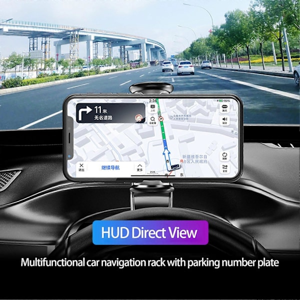 Biltelefonhållare med parkeringsskylt Horisontell och Vertikal 180 Graders Rotation Navigationsfäste Bilfäste Biltillbehör QingHai