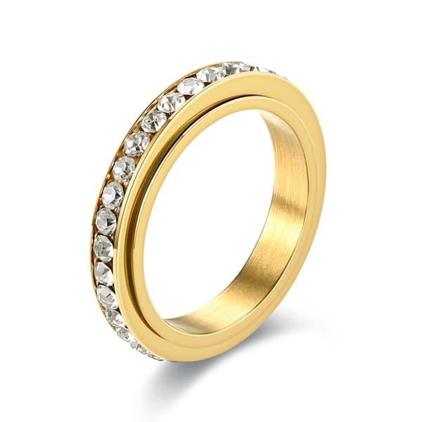Ring med roterbare zirkonsteiner / antistressring Gull 17,4 mm
