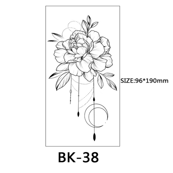 Gnidfingrar - tillfälliga tatueringar med blommotiv 8 stycken Svart