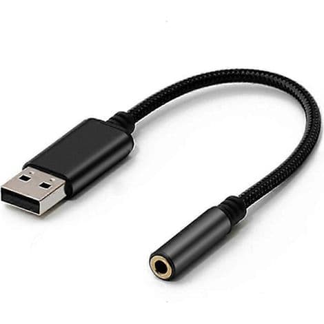 USB til 3,5 mm lydjackadapter for PC og andre enheter (18 cm, svart)