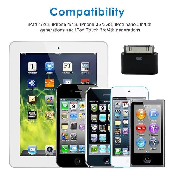 8-pin hun til 30-pin han adapter konverter til phone 4 4S 2 3 til iPod til Touch
