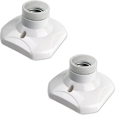 E27 skrubar taklampefatning, egnet for innendørs bruk, plastbase for LED, pakke med 2
