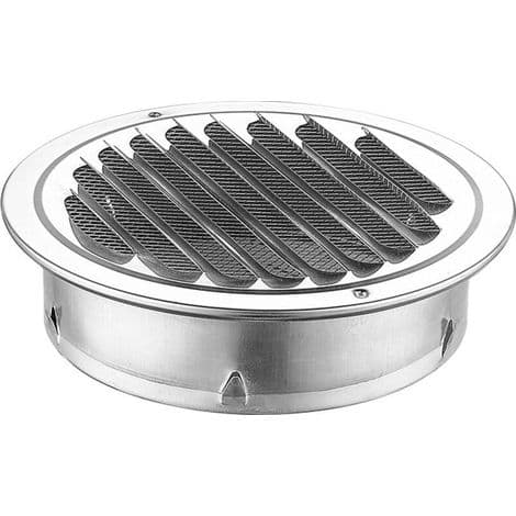 Rund ventilationsrist i rustfrit stål Ø80 mm med flange og dæksel, ideel til badeværelse, kontor eller loftrum
