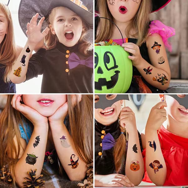 Tillfälliga tatueringar för Halloween 10 ark Flerfärgad