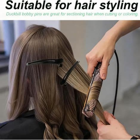 Professionelle hårklemmer, 6 stk. næb-stil, skridsikre, til hårstyling og makeup.