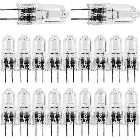 Pakke med 20 G4 halogenpærer, 20 W, 12 V, 2 pinner, klar, for komfyrbelysning, signalering.