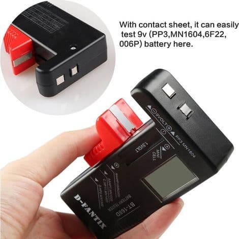 Digital batteritester, universell batteritester, batteritester, for AA, AAA, C, D, PP3, 9V, 1.5V, knappcellebatterier - Fungerer uten batterier