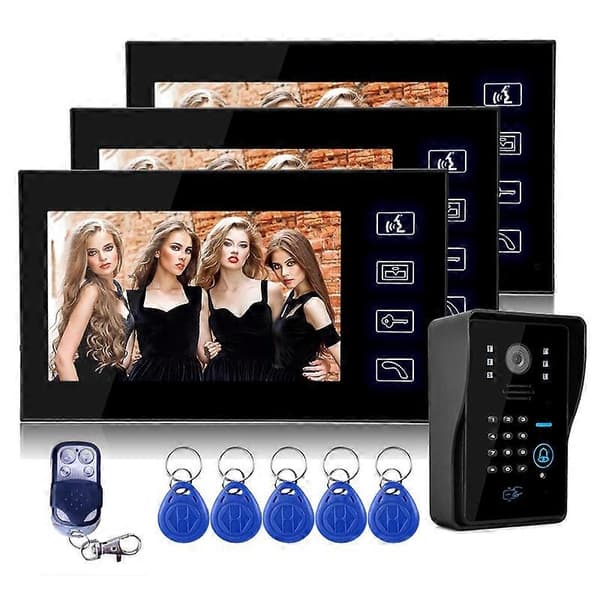 806MJIDS13 1 Kamera+3 Skærm EU Stik 7\" Video Dørtelefon Dørklokke Intercom