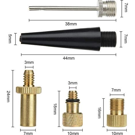 5 stk. cykelpumpeventiladaptere, cykelventiladapter til bilventil SV AV DV nålebolde