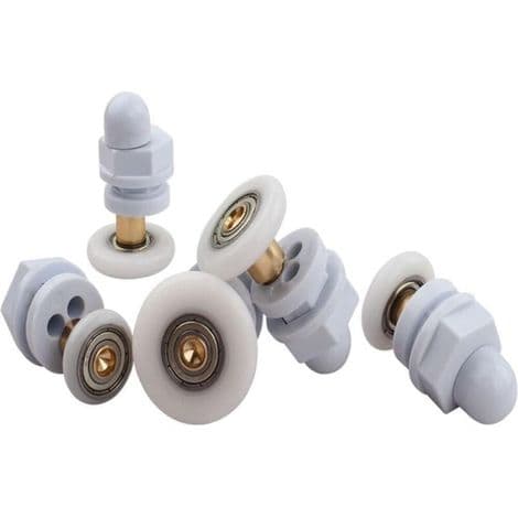 Brusedørsruller, 4 stk., til udskiftning af skydedørsruller til brusedøre i glas (19MM)