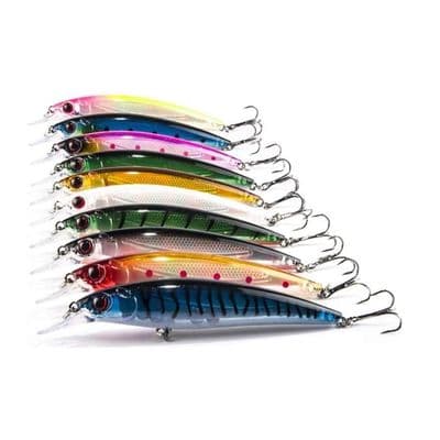 Fiskedrag - Decoy - Set med 10 beten - 11 cm - 13,14g - Blandat