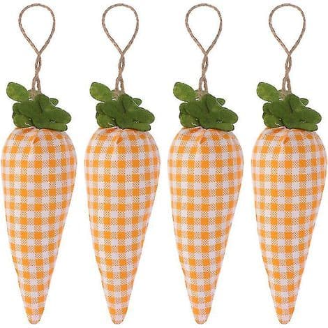 4 gulrotformede stoffanheng