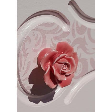 8 st eleganta rosenrosa blommor i keramik, möbelknoppar, skåpslådor