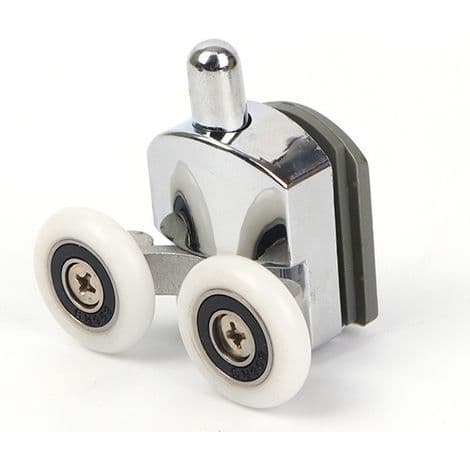 Sæt med 4 dobbeltruller - til skydedøre til bruser, 2 x 23 mm diameter zinklegeringshjul til badeværelse