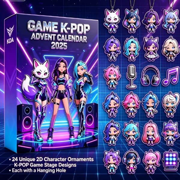 Spil K-POP Julekalender 2026, 24-dages nedtælling til jul med 2D flade karakterophæng