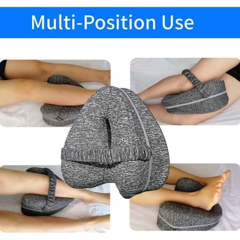 Ben- och knäkudde för sidosovare, ergonomisk, tillverkad av minnesskum, stöder ben, knän och rygg (Grå)