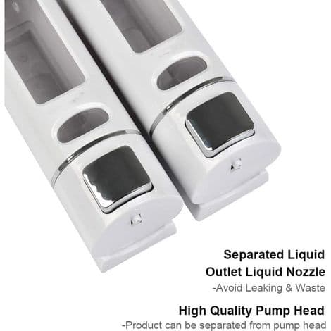 Vægmonteret sæbedispenser 400ML x 2 Shampoo og brusegeldispenser Dobbelt brusesæbedispenser Manuel vægmonteret flydende sæbedispenser Håndsan