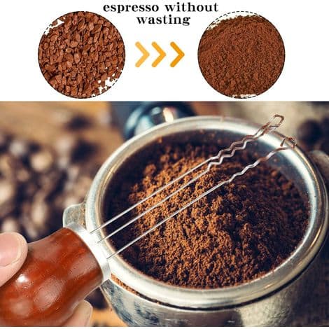 Kaffenål i rustfritt stål med trehåndtak, tilbehør til espressomaskin