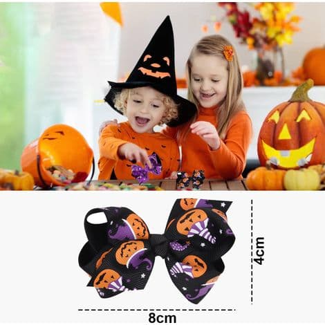Halloween-kostumer til piger, silkebånd med festlige sløjfer og robuste metalspænder, legesyge og søde hårklemmer egnet til