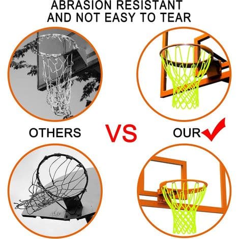 Basketballnet - Sollysende Nylonnet - Til Standard 12-Ring Kurve - 53 cm Lang - 1 Styk