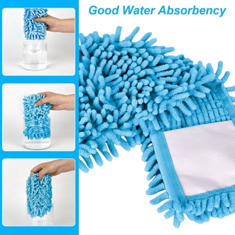 Sæt med 2 chenille mikrofiber mopper - Erstatningsbetræk - Flad chenille moppe - Til ideel snavsabsorption - Ideel til gulve som fliser og laminat