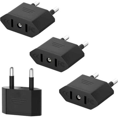 4-pak US-stikadapter, XU, US til Frankrig-adapter, US til Europa (EU) strømadapter, US-stikadapter, US til EU rejseadapter (sort)